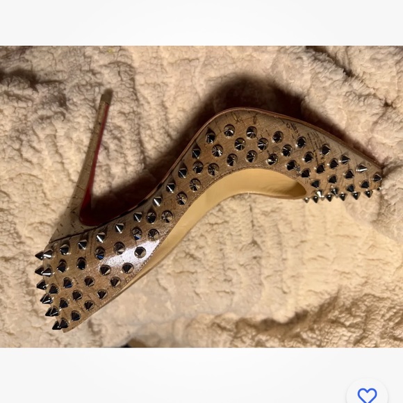 🔥CHRISTIAN LOUBOUTIN ✨Gold Lame✨& Silver Spiked📌 Follies Heels 👠 [SZ41] $1295 - Picture 8 of 15